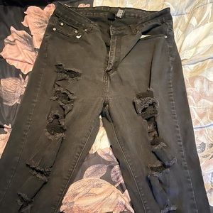 Black distressed jeans